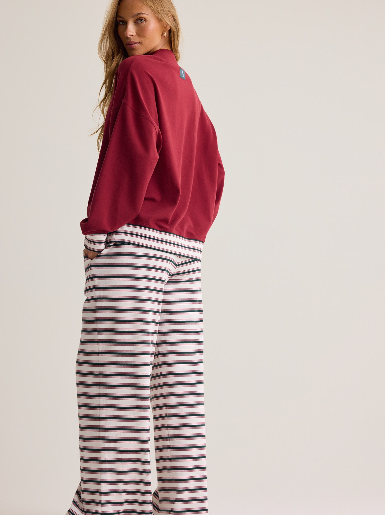 Clarice Lounge Mock Neck Top in Burgundy Multi | Altar'd State
