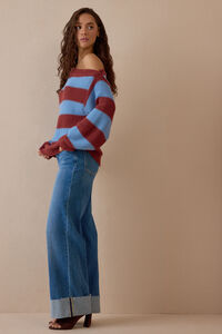 Aelin Stripe Asymmetrical Sweater Detail 4 - Altar'd State