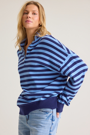 Elsie Stripe Quarter Zip Pullover - Altar'd State - 