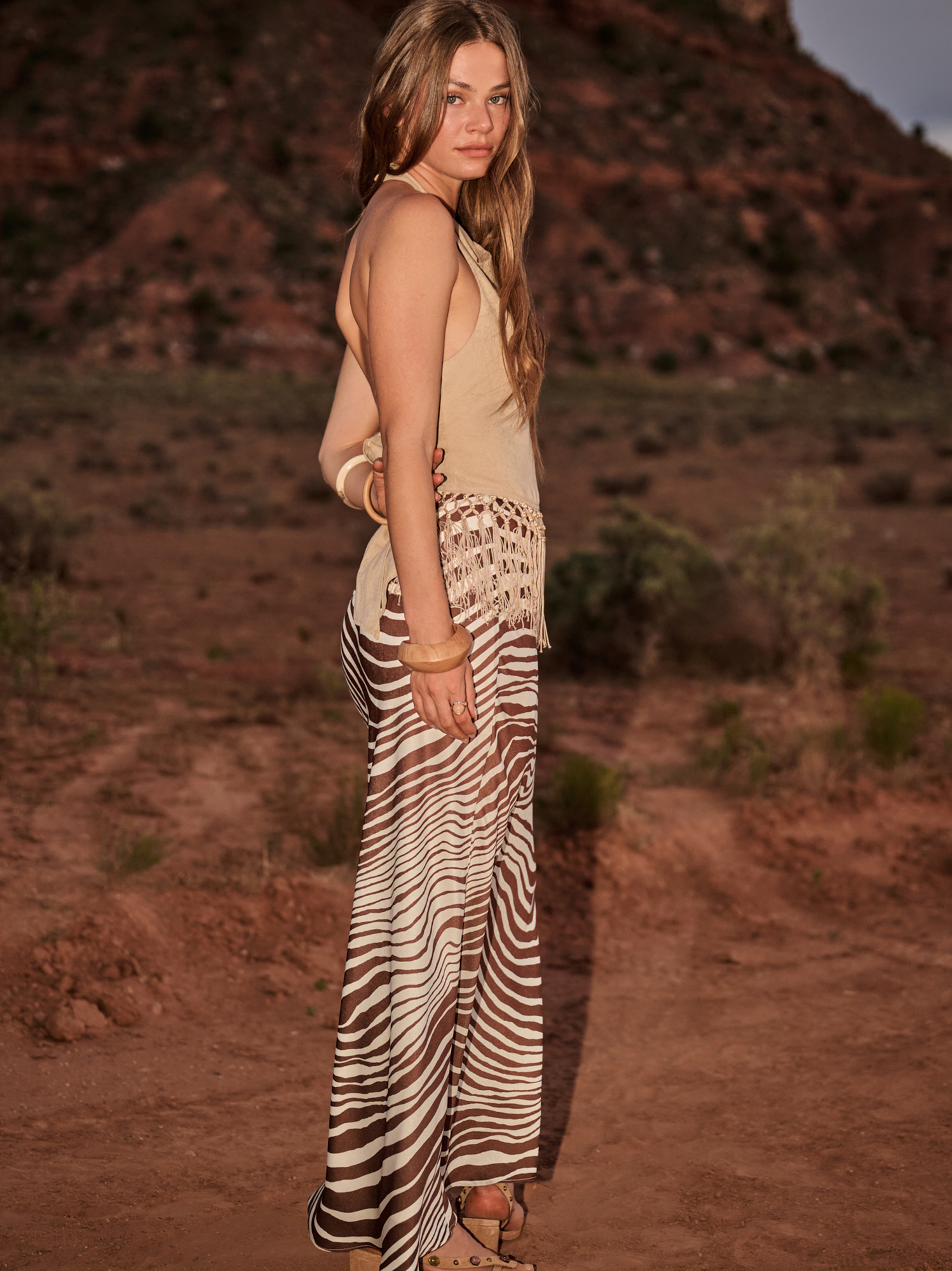 Jasmine Zebra Skirt in Ivory & Mocha | Altar'd State