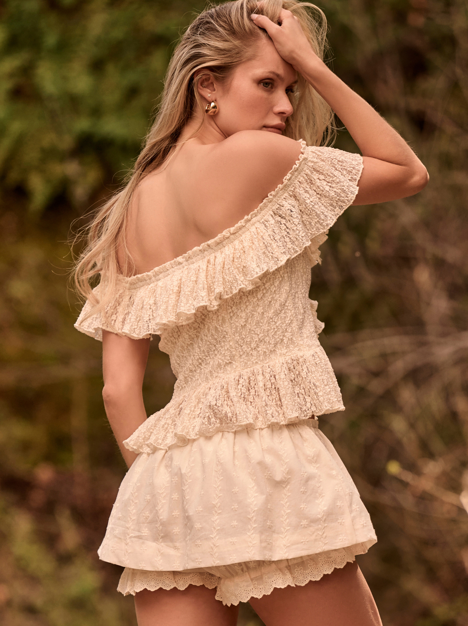 Heidi Off The Shoulder Ruffle Top in Cream | Altar'd State