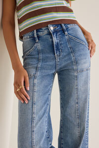 Ciara Front Seam Straight Leg Jeans Detail 2 - Altar'd State
