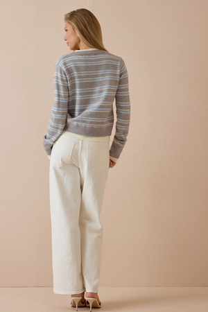 Lennox Stripe Button Up Cardigan - Altar'd State - 