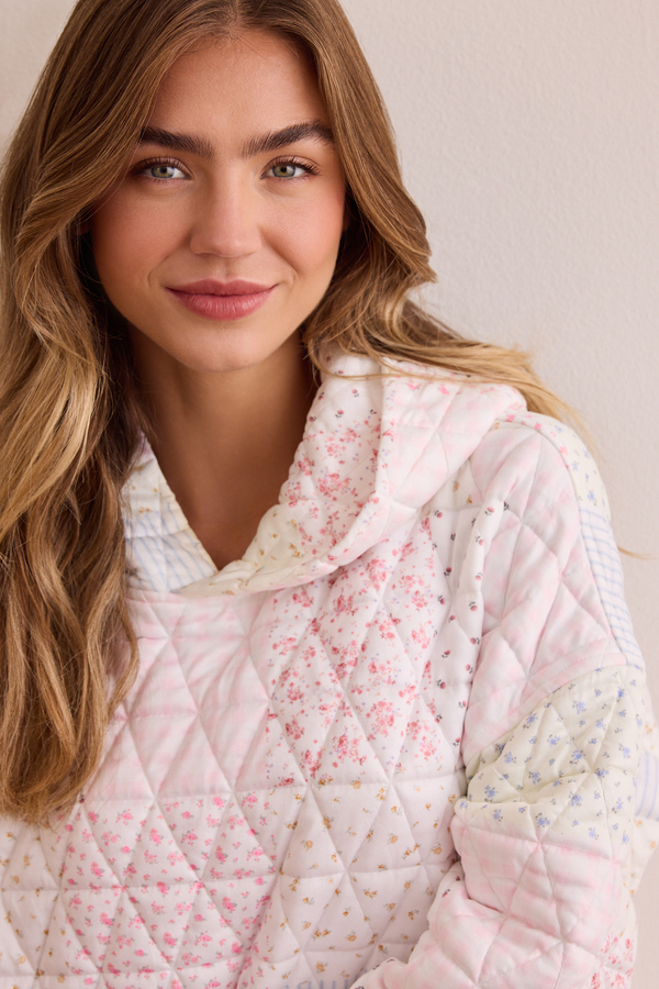 Move Free Patchwork Hoodie in Floral & White | AS Revival