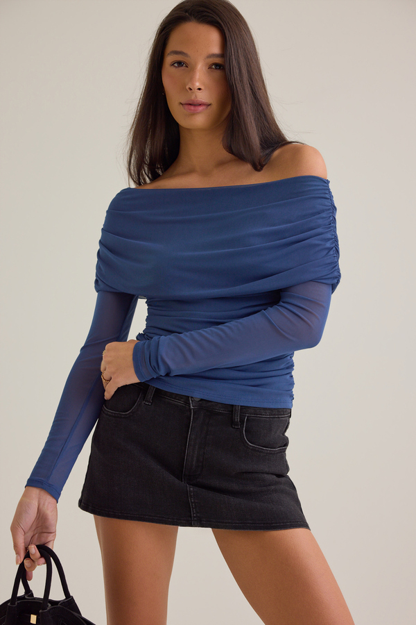 Sally Off Shoulder Mesh Top - Altar'd State