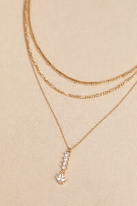 18K Gold Crystal Drop 4 Layer Necklace Detail 2 - Altar'd State
