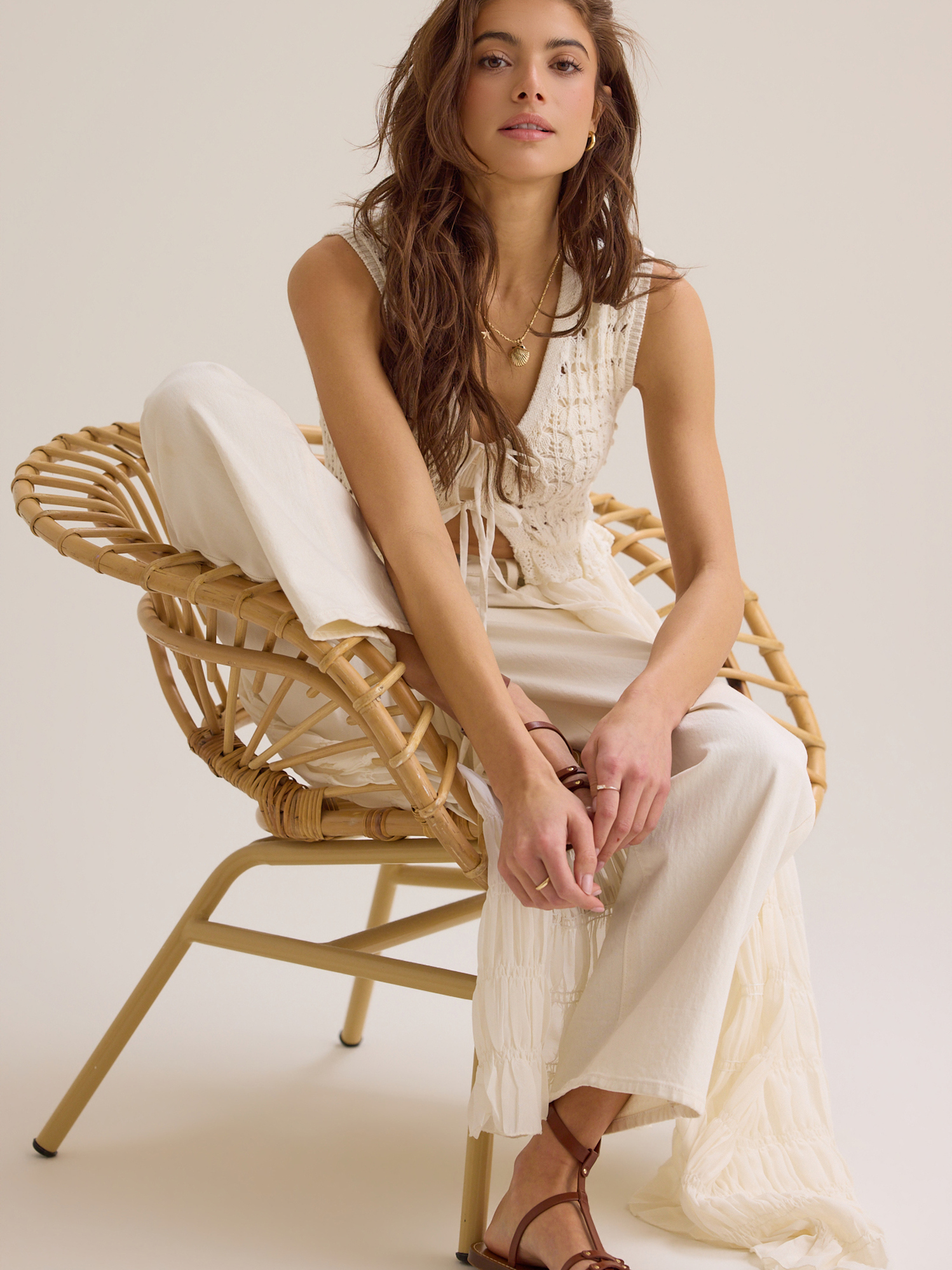 Emmaline Tie Front Kimono in Cream | Altar'd State