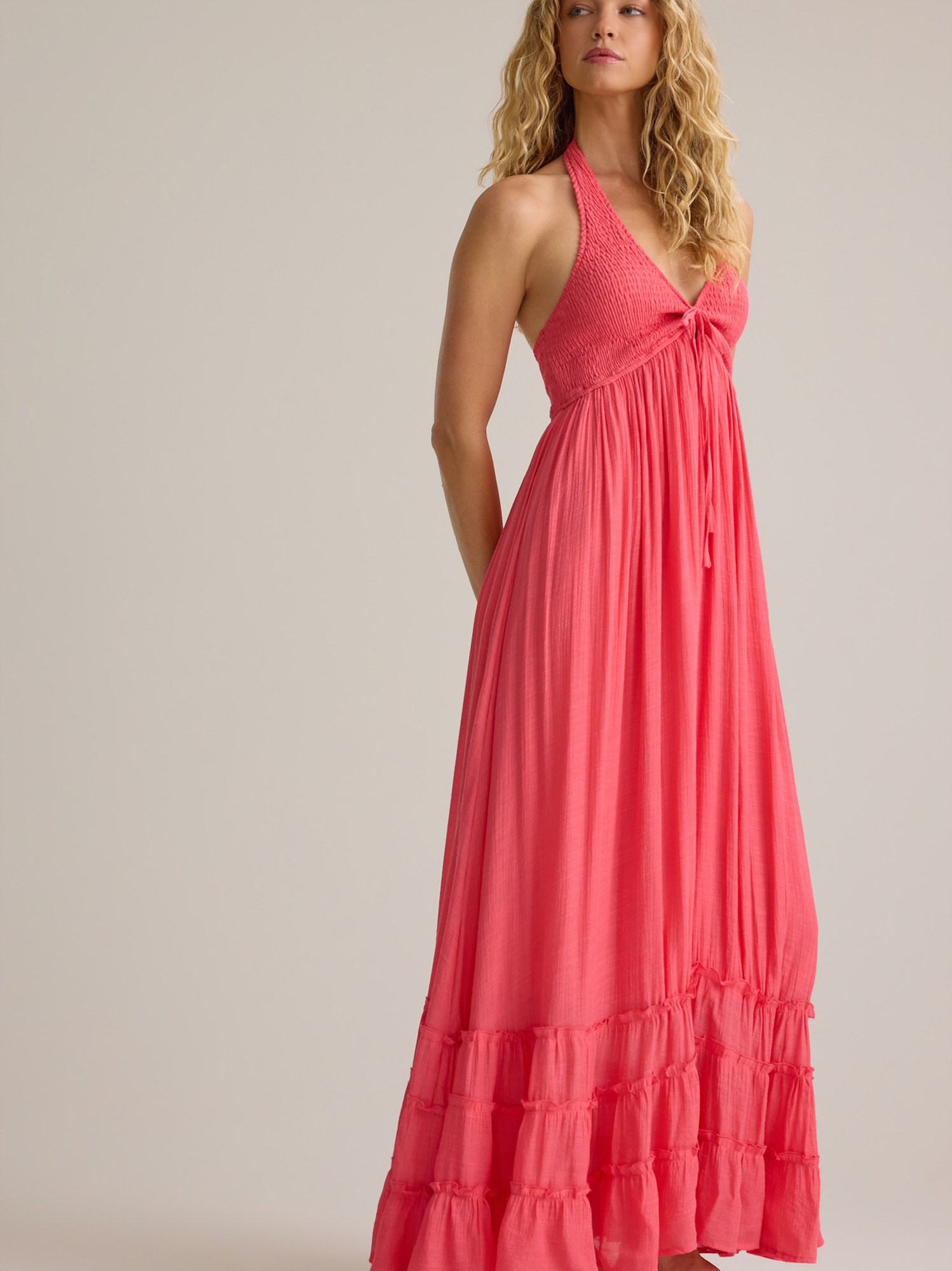 altered state halter dress August Halter Maxi Dress in Coral