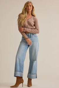 Bellamy Pointelle Pearl Button Up Top - Altar'd State