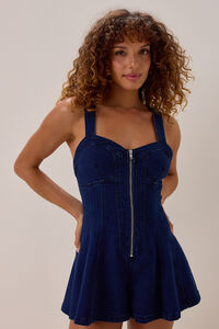 Lexie Denim Zip-Up Romper - Altar'd State