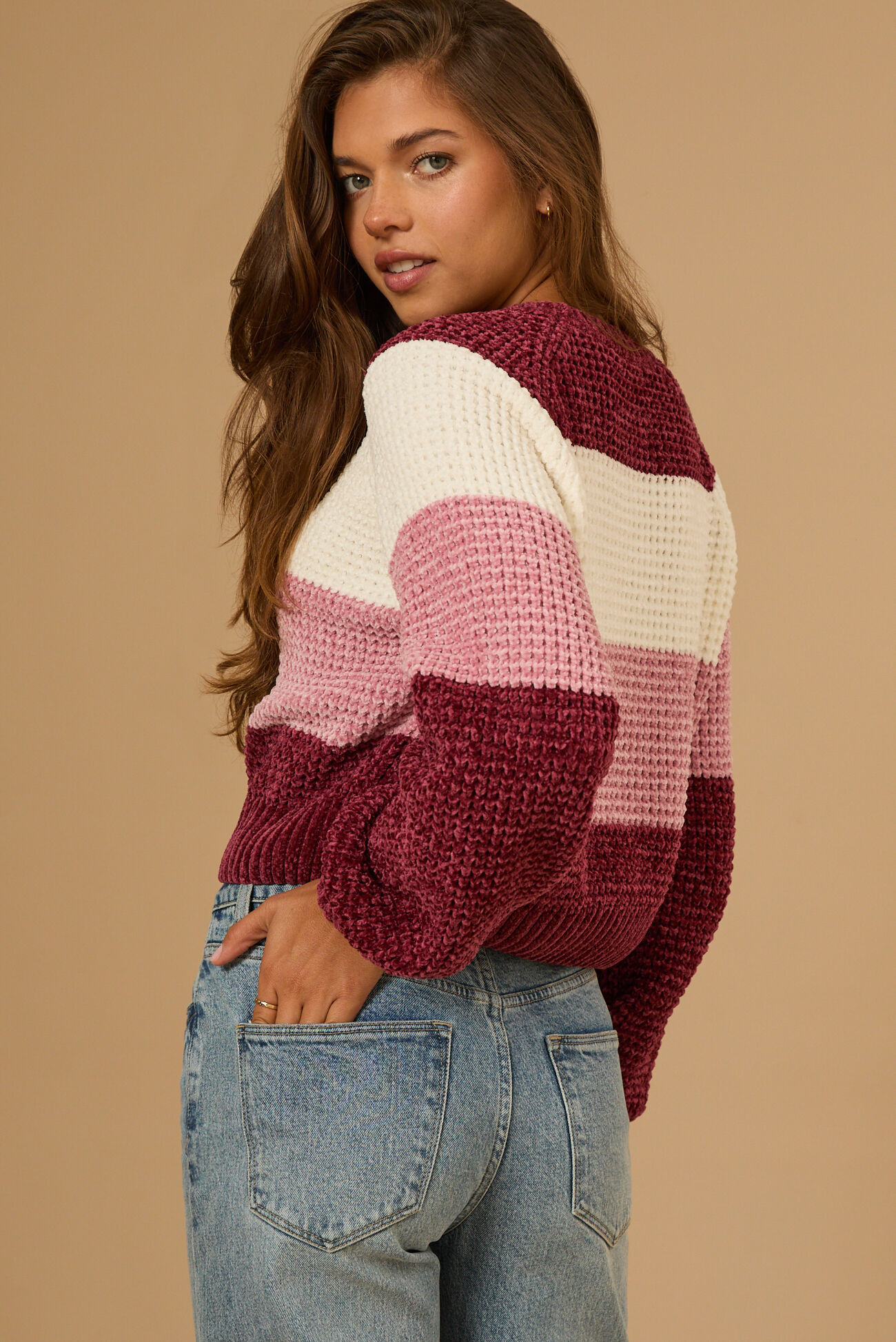 Altar'd State Robyn Chenille Striped Sweater at Hamilton Place in