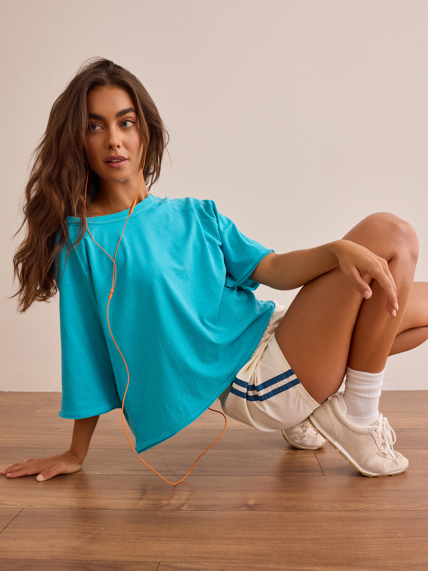 Sideline Snap Boxy Tee in Sea Blue | AS Revival