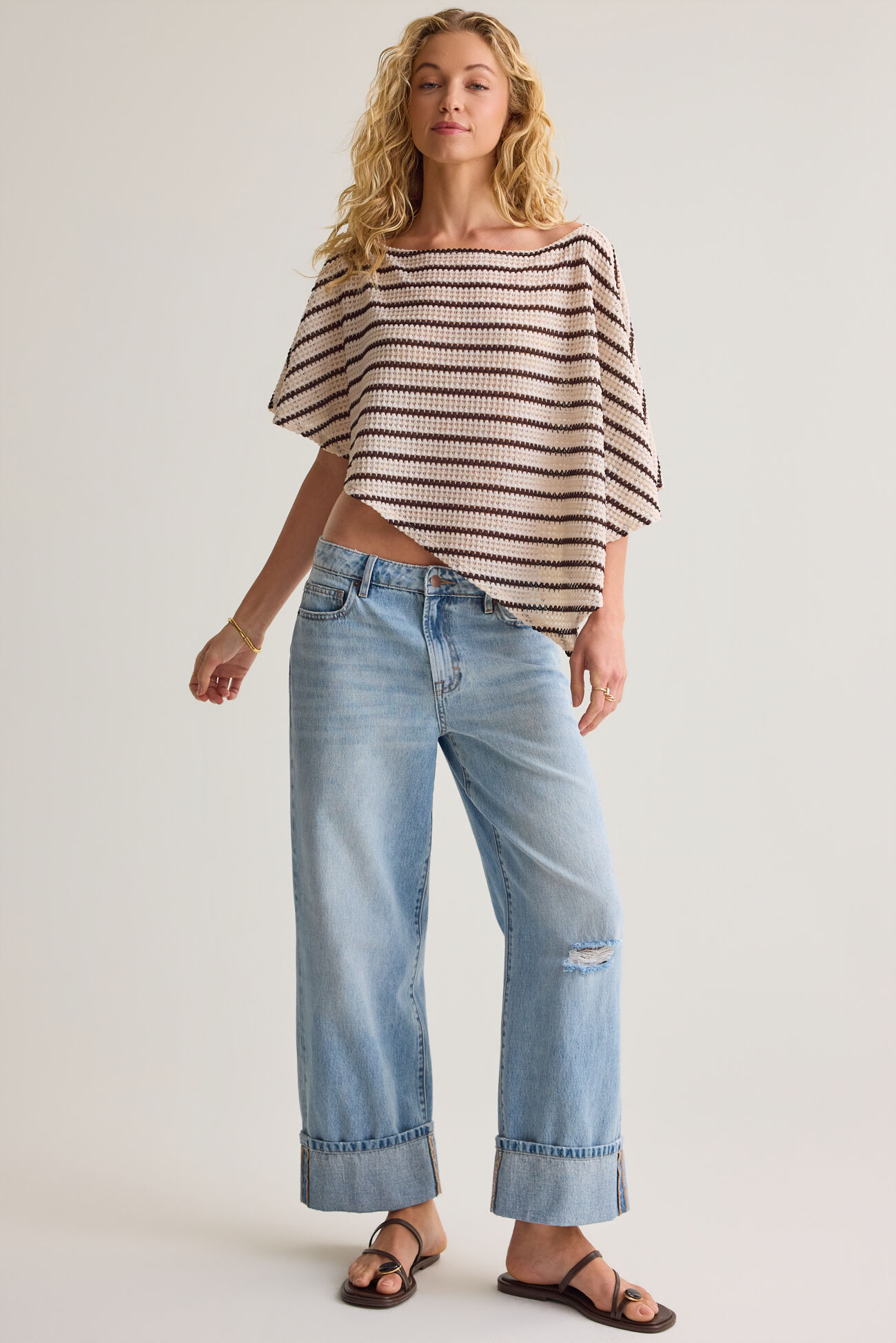 Isa Striped Knit Poncho