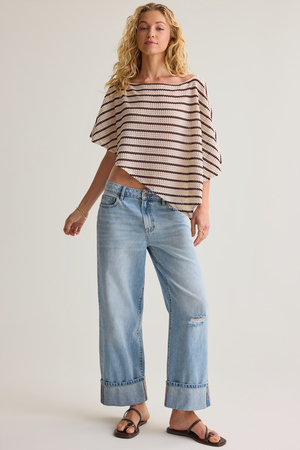 Isa Striped Knit Poncho - Altar'd State - 