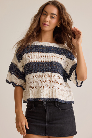 Greta Woven Striped Pullover - Altar'd State
