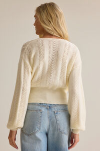 Adele Pointelle Wrap Sweater Detail 5 - Altar'd State