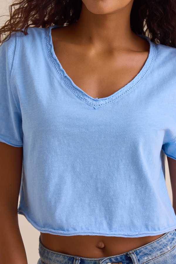 Vera Cropped Lace Tee Detail 2 - Altar'd State