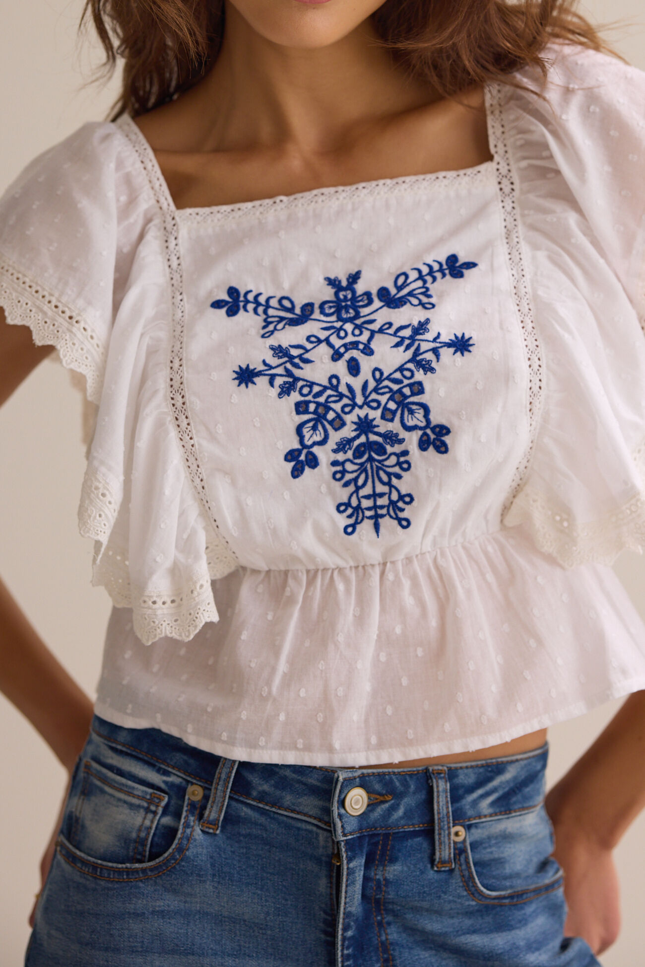 Harmony Embroidered Tie Back Top