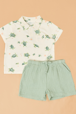 Sea Turtles Polo and Short Set - Altar'd State - 