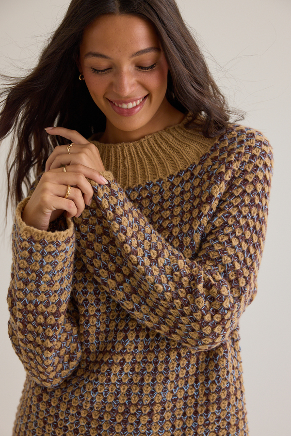 Nancy Textured Mock Neck Sweater Detail 3 - Altar'd State