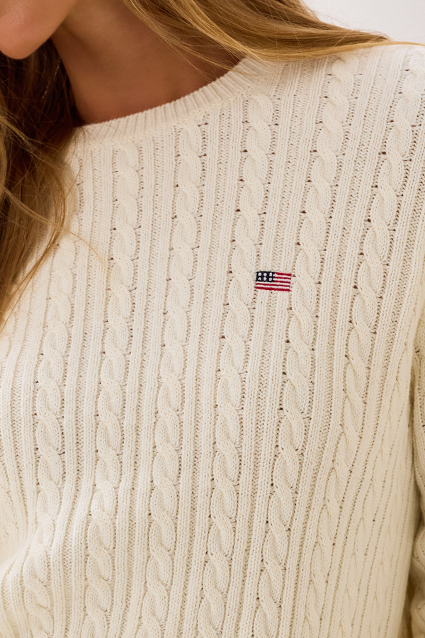 Sami American Flag Cable Knit Sweater Detail 3 - Altar'd State
