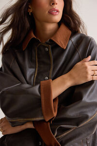 Lilah Vegan Leather Oversized Jacket Detail 5 - Altar'd State