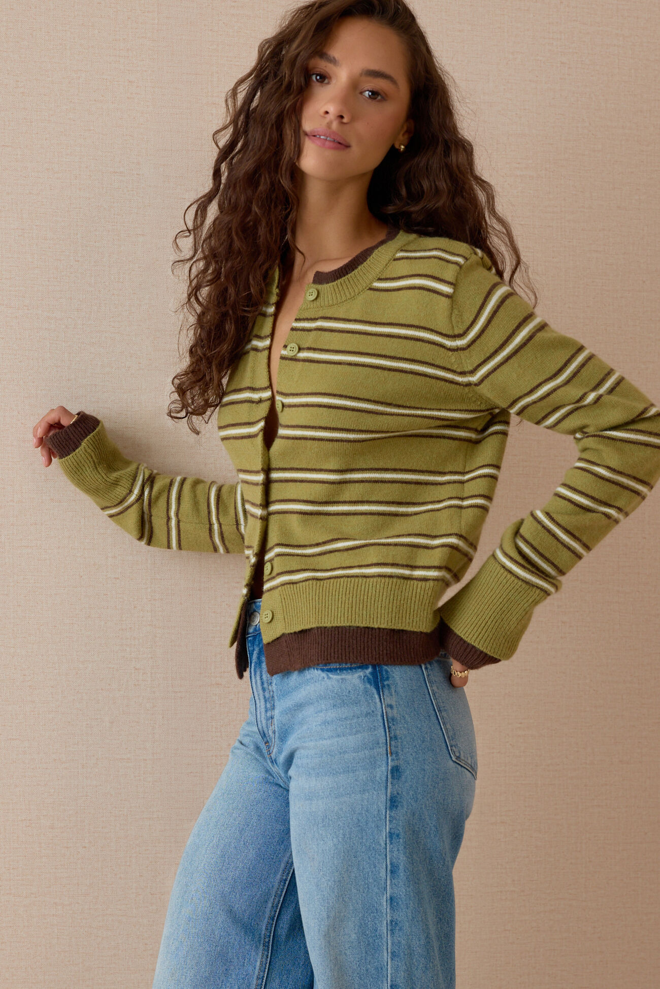 Lennox Stripe Button Up Cardigan