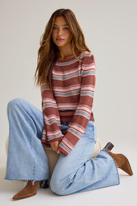 Tammy Stripe Off Shoulder Sweater Detail 3 - Altar'd State