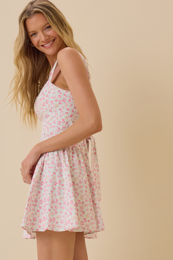 Jeslyn Mini Dress in White & Pink | Altar'd State