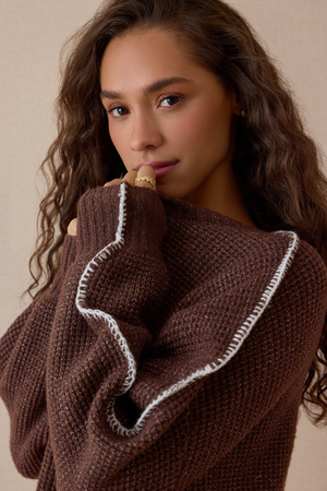 Lenora Contrast Stich Sweater - Altar'd State
