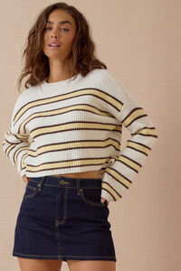 Bretta Multi Stripe Crop Sweater - Altar'd State