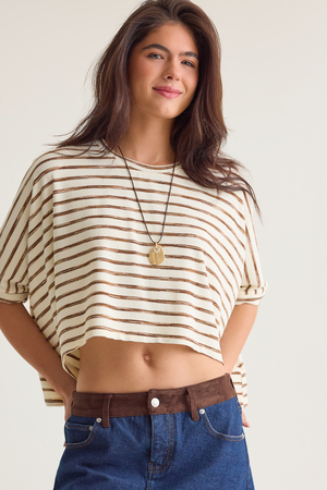 Belle Striped Boxy Tee - Altar'd State