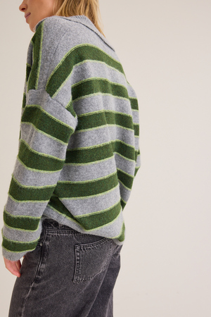 Tallie Striped Collared Sweater - Altar'd State - 