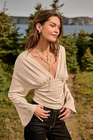 Gemma V-Neck Long Sleeve Top - Altar'd State - 