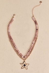 Gold Star and Pink Beaded Layered Necklace Detail 2 - Altar'd State