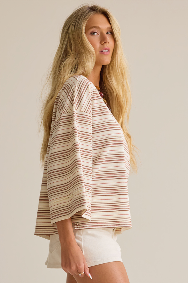 Aspen Stripe Oversized Tee Detail 3 - Altar'd State