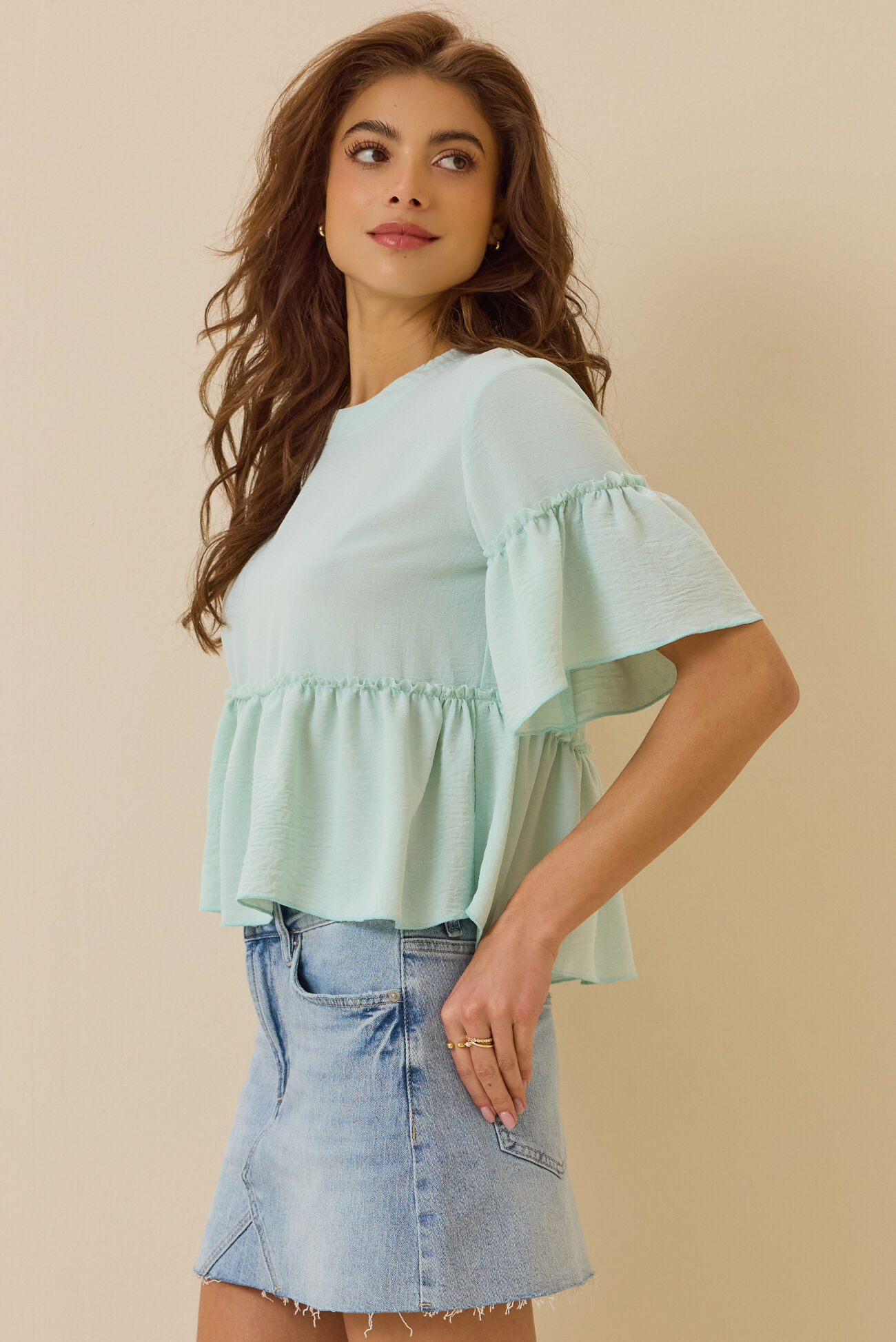 Jackie Ruffle Sleeve Top
