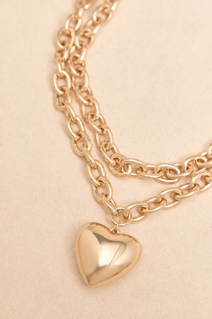 Love Heart Gold Chain Necklace - Altar'd State