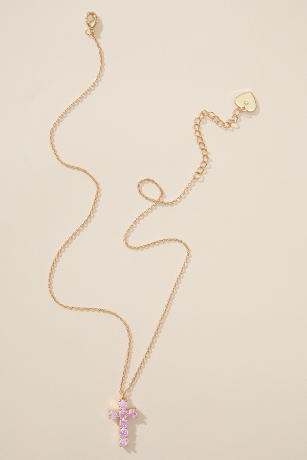 Pink Glitz Cross Necklace Detail 2 - Altar'd State