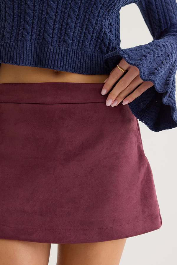 Carleigh Faux Suede Mini Skort Detail 2 - Altar'd State