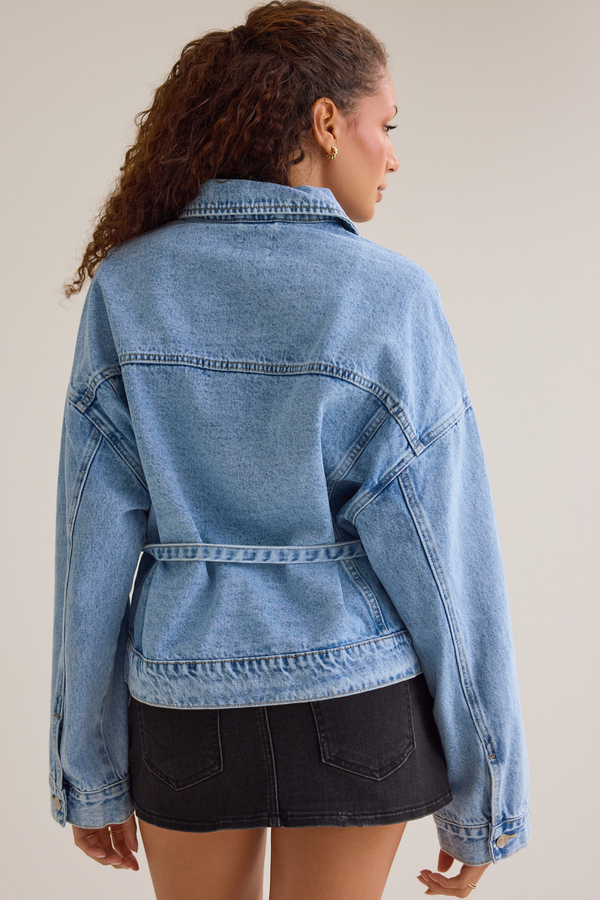 Lianna Tie-Waist Denim Jacket Detail 6 - Altar'd State