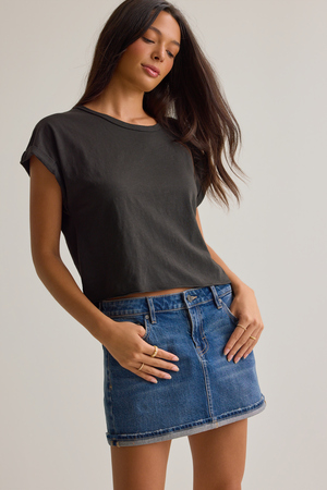 Demi Slub Roll Sleeve Tee - Altar'd State