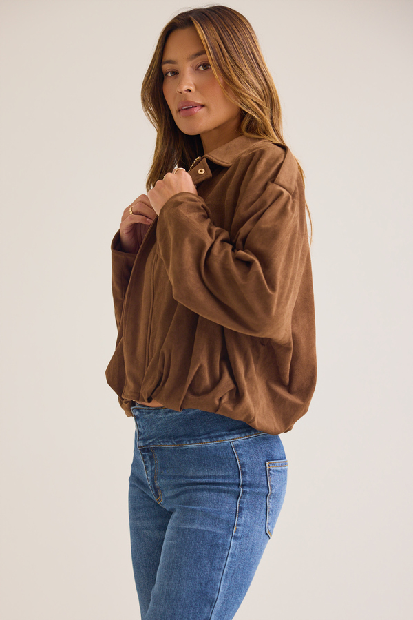 Maxine Bubble Hem Suede Jacket Detail 3 - Altar'd State