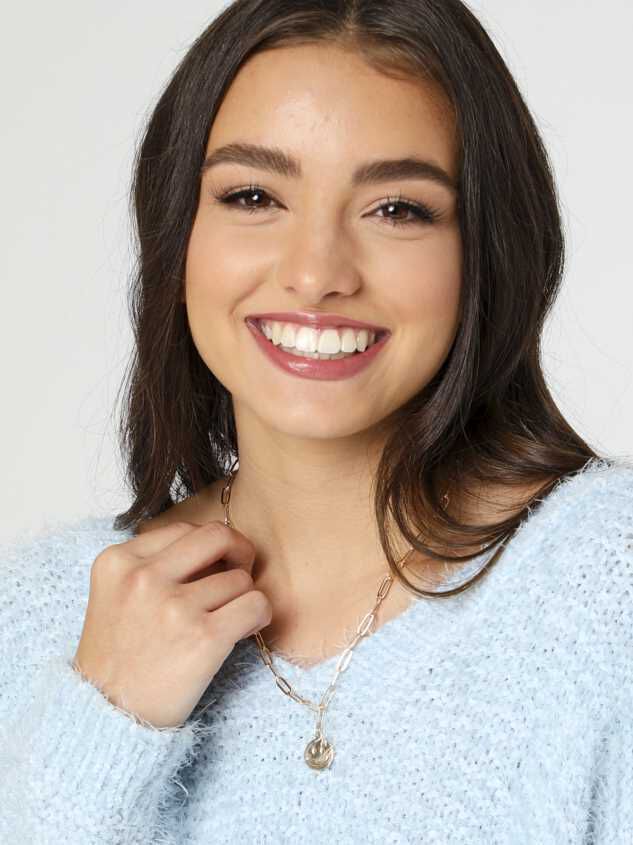 Smiley Face Paperclip Chain Necklace 