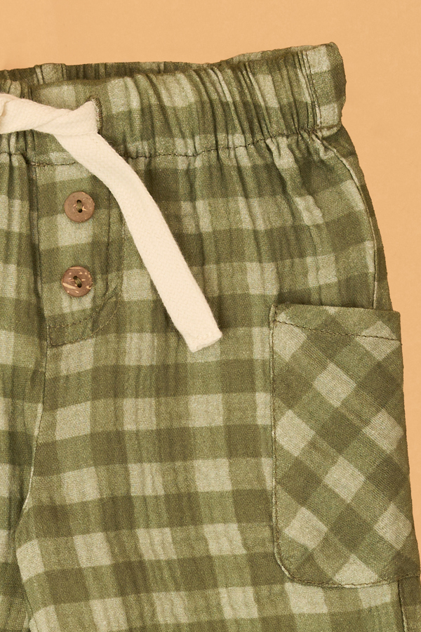 Hayes Gingham Cargo Baby Pants Detail 2 - Altar'd State