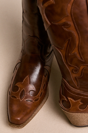 Wylie Dark Tan Western Boot - Altar'd State - 