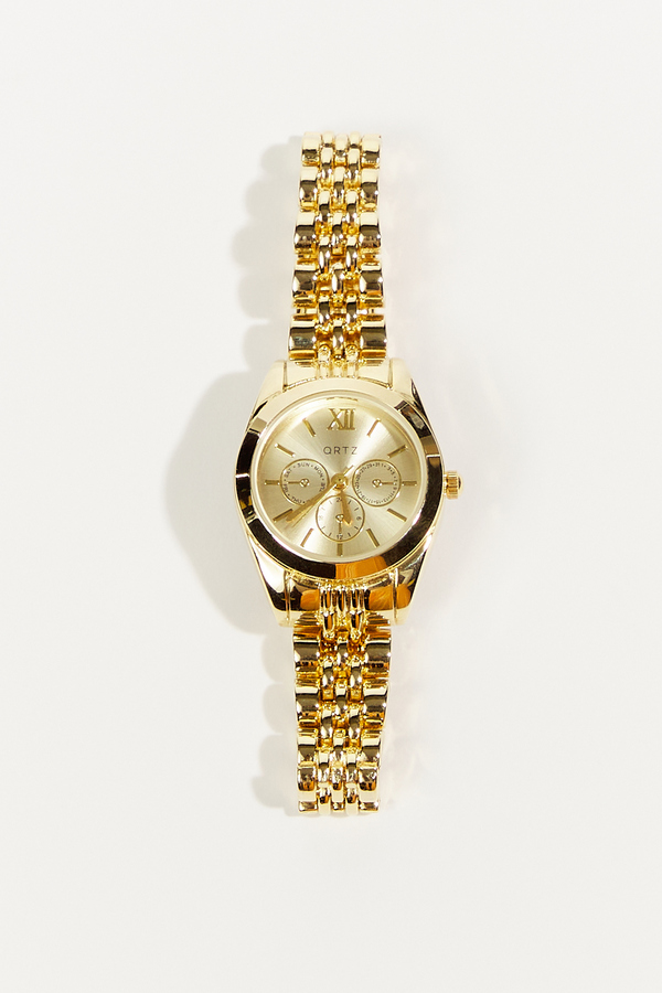Stainless Steel Link Round Face Watch Detail 3 - Altar'd State