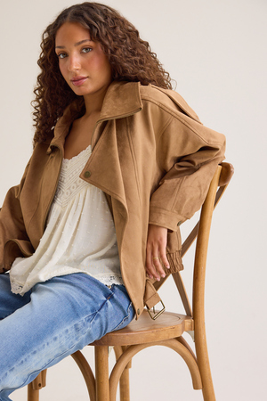 Addy Suede Bomber Jacket - Altar'd State - 