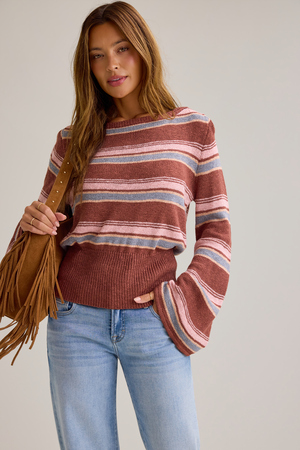 Tammy Stripe Off Shoulder Sweater - Altar'd State