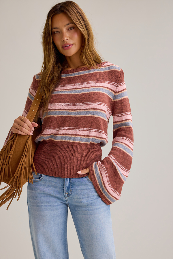 Tammy Stripe Off Shoulder Sweater - Altar'd State